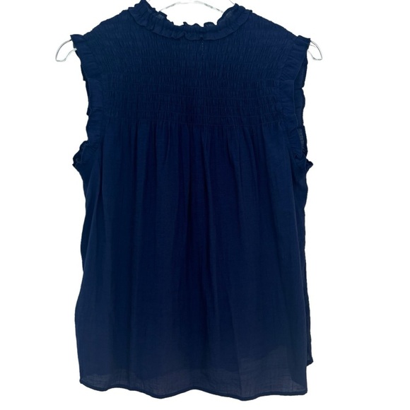 Nanette Lepore Smocked Yoke Sleeveless Top in Navy - Picture 3 of 7
